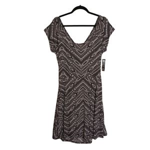 ULTRA FLIRT PLUS Black White Tribal Print Open Back Dress 1X (Juniors) NWT